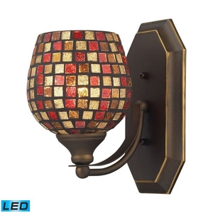 Bath And Spa 1 Light Led Vanity In Aged Bronze And Multi Fusion Glass