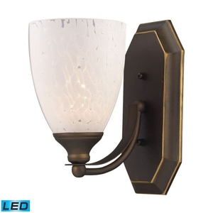 Bath And Spa 1 Light Led Vanity In Aged Bronze And Snow White Glass