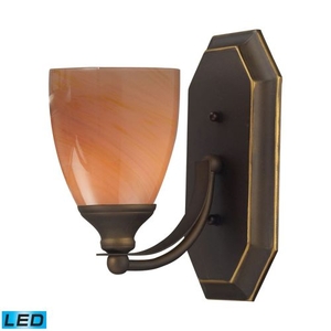 Bath And Spa 1 Light Led Vanity In Aged Bronze And Sandy Glass