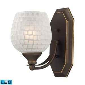 Bath And Spa 1 Light Led Vanity In Aged Bronze And White Glass