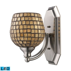 Bath And Spa 1 Light Led Vanity In Polished Chrome And Gold Leaf Glass