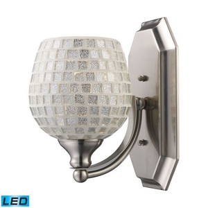 Bath And Spa 1 Light Led Vanity In Satin Nickel And Silver Glass