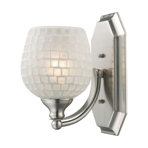 Bath And Spa 1 Light Vanity In Satin Nickel And White Glass