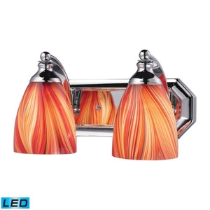 Bath And Spa 2 Light Led Vanity In Polished Chrome And Multi Glass