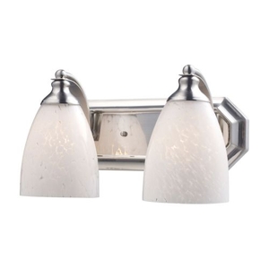 Bath And Spa 2 Light Vanity In Satin Nickel And Snow White Glass