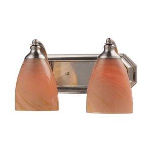 Bath And Spa 2 Light Vanity In Satin Nickel And Sandy Glass