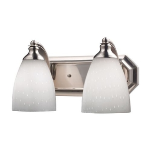 Bath And Spa 2 Light Vanity In Satin Nickel And Simple White Glass