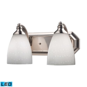 Bath And Spa 2 Light Led Vanity In Satin Nickel And Simple White Glass