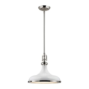 Rutherford 1 Light Pendant In Polished Nickel And Gloss White