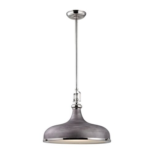 Rutherford 1 Light Pendant In Polished Nickel And Weathered Zinc