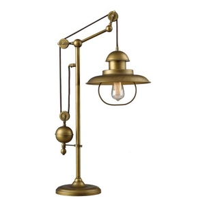 Farmhouse 1 Light Adjustable Table Lamp In Antique Brass