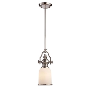 Chadwick 1 Light Mini Pendant In Polished Nickel And White Glass
