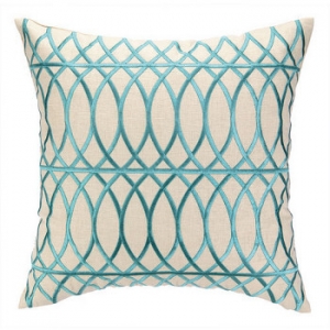 Loop De Loop Turquoise Embroidered Pillow