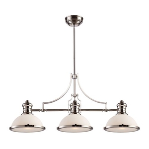 Chadwick 3 Light Billiard In Polished Nickel And White Glass