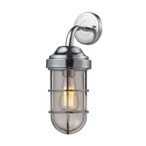 Seaport 1 Light Wall Sconce In Polished Chrome And Clear Glass
