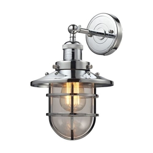 Seaport 1 Light Sconce In Polished Chrome And Clear Glass
