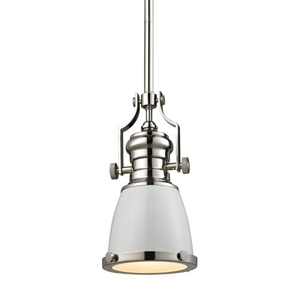 Chadwick 1 Light Pendant In Gloss White And Polished Nickel