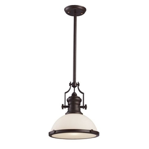Chadwick 1 Light Pendant In Oiled Bronze And White Glass