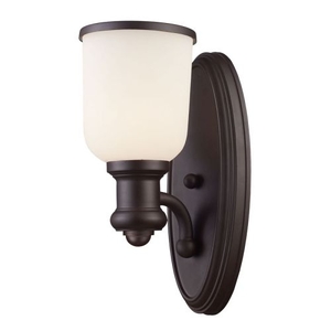Brooksdale 1 Light Wall Sconce In Oiled Bronze And White Glass