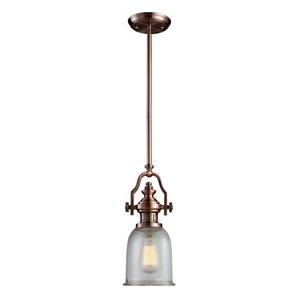 Chadwick 1 Light Pendant In Antique Copper And Halophane Glass