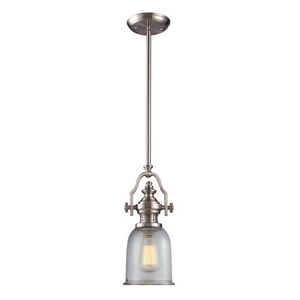 Chadwick 1 Light Pendant In Satin Nickel And Halophane Glass