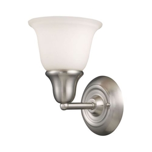 Berwick 1 Light Wall Sconce In Brushed Nickel And White Glass