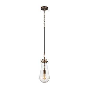 Gramercy 1 Light Pendant In Antique Brass And Oil Rubbed Bronze