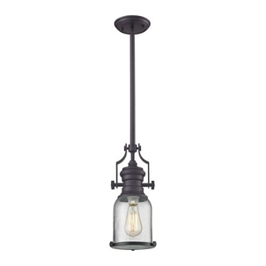 Chadwick 1 Light Pendant In Oil Rubbed Bronze And Seeded Glass
