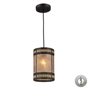 Mica Filigree 1 Light Pendant In Tiffany Bronze And Tan Mica - Includes Recessed Lighting Kit