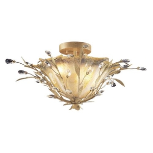 Circeo 2 Light Flushmount In Russet Beige And Caramel Glass