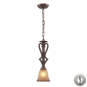 Lawrenceville 1 Light Pendant In Mocha With Antique Amber Glass - Includes Recessed Lighting Kit