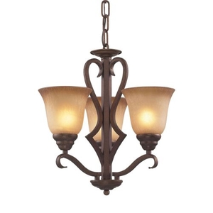 Lawrenceville 3 Light Chandelier In Mocha With Antique Amber Glass