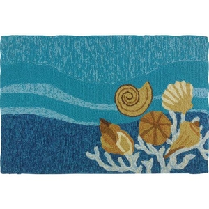 Shells & White Coral Indoor Outdoor Rug, 22 x 34 in.