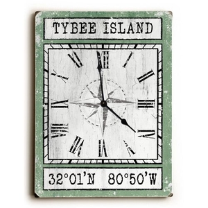 Custom Coordinates Wood Clock - Nile Green