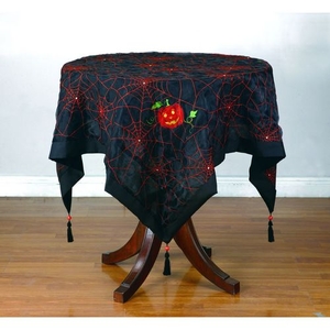 Pumpkin With Spider Web Table Topper