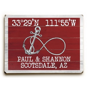Custom Coordinates Infinity Anchor Sign - Red - 25"X34"