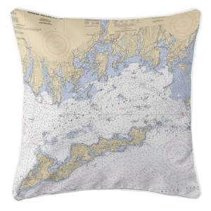 Fishers Island Sound, Connecticut Nautical Chart Pillow