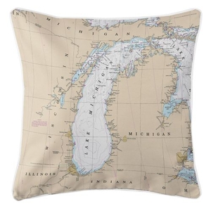 Great Lakes: Lake Michigan Nautical Chart Pillow