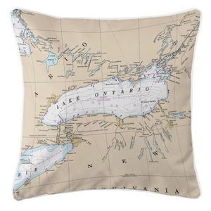 Great Lakes: Lake Ontario Nautical Chart Pillow