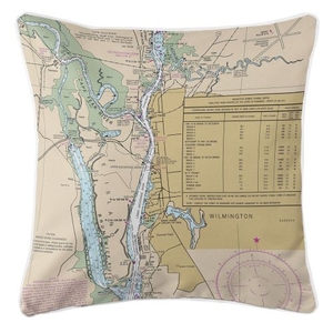 Wilmington, North Carolina Nautical Chart Pillow
