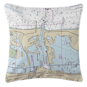 Fort Pierce Inlet, Florida Nautical Chart Pillow