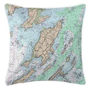 Chebeague Island, Maine Nautical Chart Pillow