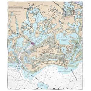 Fl: Marco Island, Fl Nautical Chart Fleece Throw Blanket