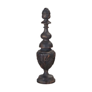 Carved Wood Finial In Ash Black Stain, Ash Black Stain