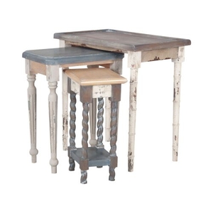 Artifacts Nesting Tables In Multi Stain Collage Finish, Multicolor