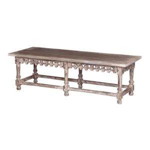 Coffee Table/Bench With Ornamental Apron, White