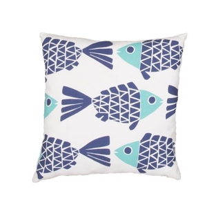 Go Fish White / Blue Animal Indoor / Outdoor Throw Pillow 20 inch