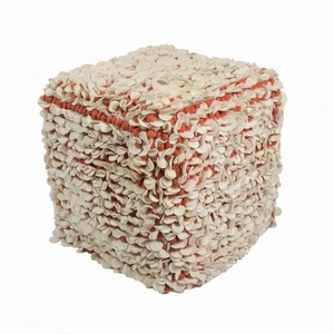 Tyr White / Red Textured Square Pouf