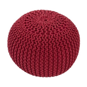 Visby Red Textured Round Pouf
