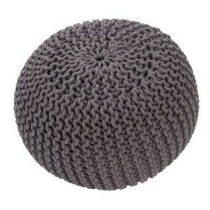 Visby Gray Textured Round Pouf
